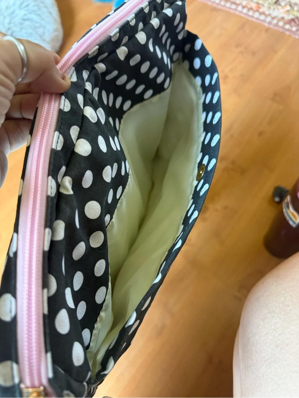 Polka Dot Pink Flap Laptop Bag with Shoulder Strap - Unknown Brand